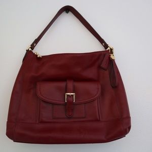 Full Leather Red Coach Shoulder Bag